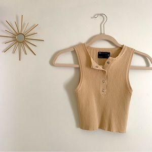 ASOS Tan Crop Sweater Tank Top